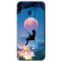 Galaxy M20 Kılıf HD Desen Baskılı Arka Kapak - Yalnız Kadın + Kırılmaz Cam