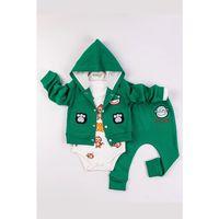 Monkey Nakışlı Kapişonlu Erkek Bebek Takım