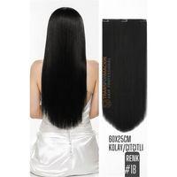 Doğal Görünümlü Düz Siyah Sentetik Kaynak Saç – RENK KOD:#1B Kolay Tak Çıkar, Işıltılı Etki!