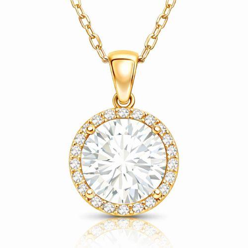 Gümüş Gold Yuvarlak Montür Kadın Kolye