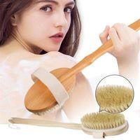 Doğal At Kılı Selülit Karşıtı Sapı Çıkabilen Ahşap Banyo Fırçası