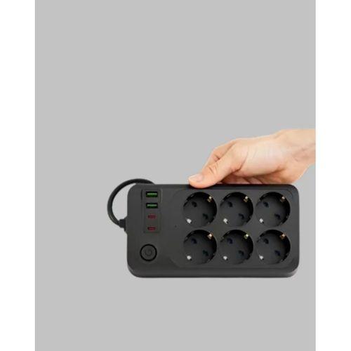 6’lı Grup Priz Termal Korumalı Usb Type-c Çoklu Priz 2 Metre Kablo