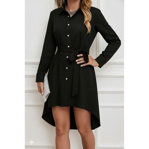 Kadın Uzun Kollu ön Kısım Kısım Arka Kısım Uzun Trikoton Gömlek Elbise