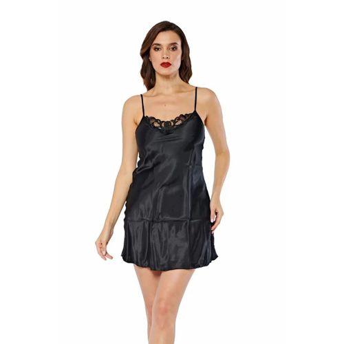 Siyah Saten Gecelik - M-268