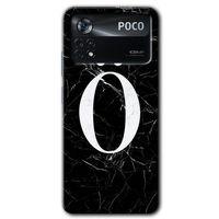 Potkal Hediye Fabrikası Poco x4 Pro Kılıf HD Desen Baskılı Arka Kapak - Siyah Mermer Desenli Ö Harfi