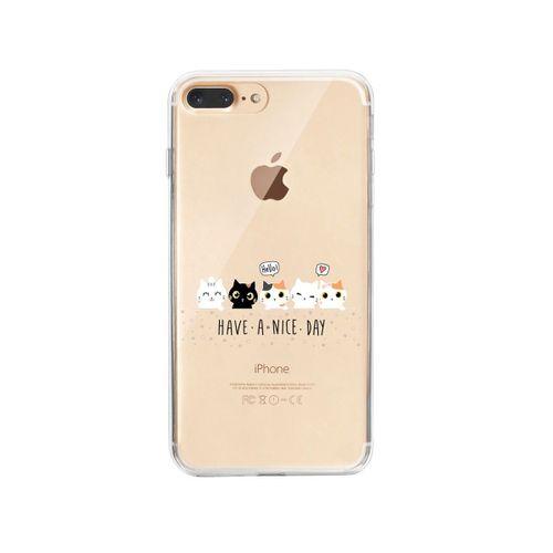 iPhone 8 Plus Şirin Kedicikler Tasarımlı Premium Şeffaf Silikon Kılıf