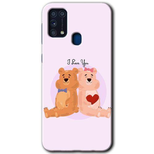 Samsung Galaxy M31 Kılıf Baskılı Kapak - Sevgili Ayıcık + 5D Tam Kaplayan Cam
