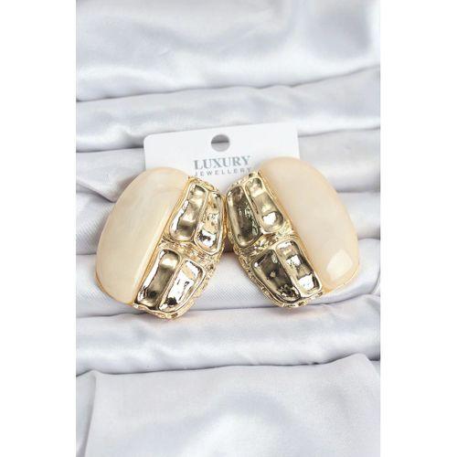 Krem Renk Pirinç Vintage Kadın Küpe