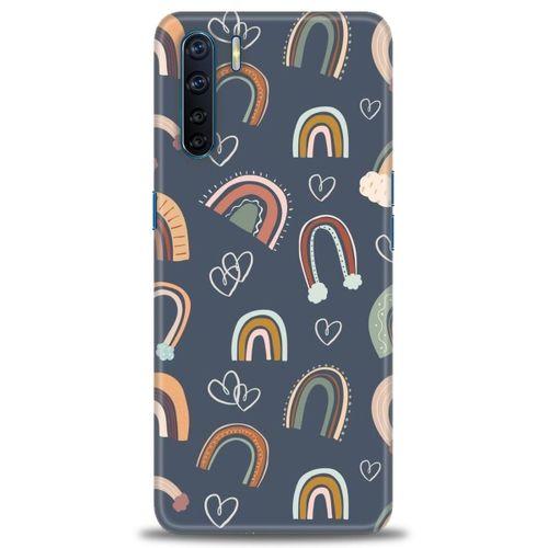 Oppo A91 / Reno 3 Kılıf HD Baskılı Kılıf - Gökyüzü Kalp + Tam Ekran Koruyucu