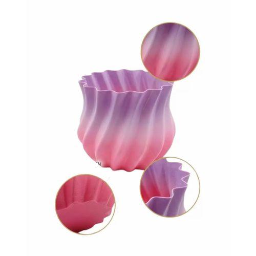 3d Kıvrımlı Pembe Lila Vazo Modern Dekoratif Şık Ev Aksesuarı