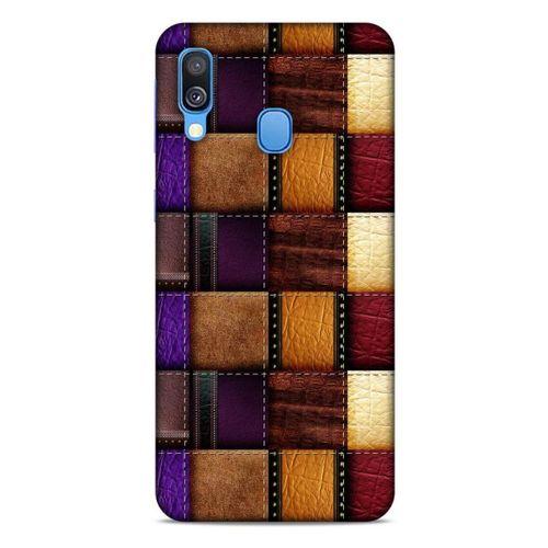 Samsung Galaxy A40 Kılıf Patchwork (13) Silikon Kap Mor Turuncu