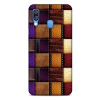 Samsung Galaxy A40 Kılıf Patchwork (13) Silikon Kap Mor Turuncu