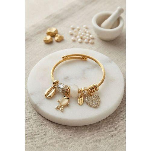 Beyaz Balık Model Gold Renk Charmlı Bileklik