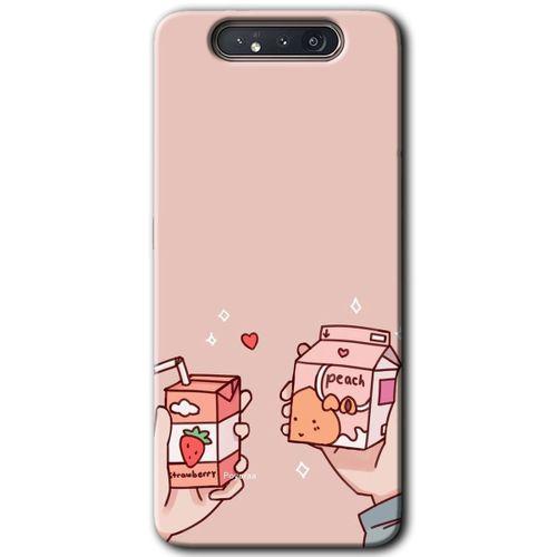 Samsung Galaxy A80 Kılıf HD Desen Baskılı Arka Kapak - Meyveli Süt