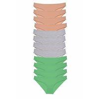 12 adet Süper Eko Set Likralı Kadın Slip Külot Ten Gri Yeşil