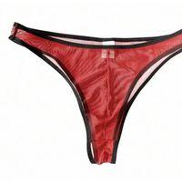 Erkek  Biyeli Kırmızı Transparan Brazillian Slip