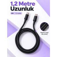 Telefon Ve Tablet İçin Type C To Type C Örgülü Şarj Kablosu