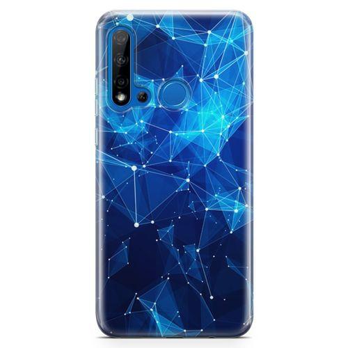 Huawei P20 Lite 2019 Kılıf Mavi Ağ Güvenliği Arka Kapak Koruma Desenli Full Koruyucu