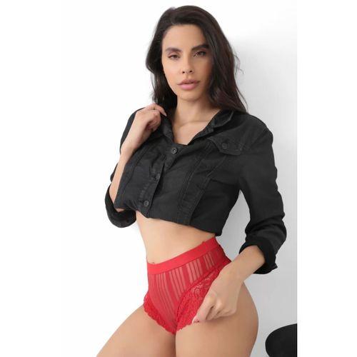 Kırmızı Kadın Çizgili Külot Veronica-k1009