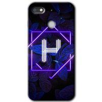 GM 8 Go Kılıf HD Desen Baskılı Arka Kapak - Dark Neon Yaprak H Harfi + Kırılmaz Cam