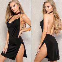 Gögüs Ve Sırt Dekolteli Yırtmaçlı Mini Elbise