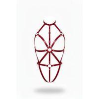 Bordo Body Harness Deri Yüksek Yaka O-halkalı Vücut Aksesuarı - Brf243