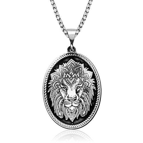 ​Lucky Life 925 Ayar Gumuss  Aslan Kafası Motifli Kolye