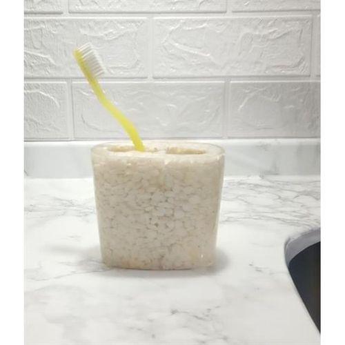 2 Adet Diş Fırçalık Deniz Taşı El Yapımı 400 Gr 10X5X9Cm Banyo Seti