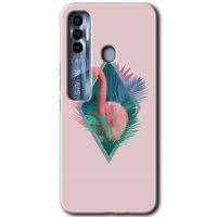 MRCİLETİSİM Tecno Spark 7 Pro Kılıf HD Desen Baskılı Arka Kapak+Temperli Cam - Flamingo