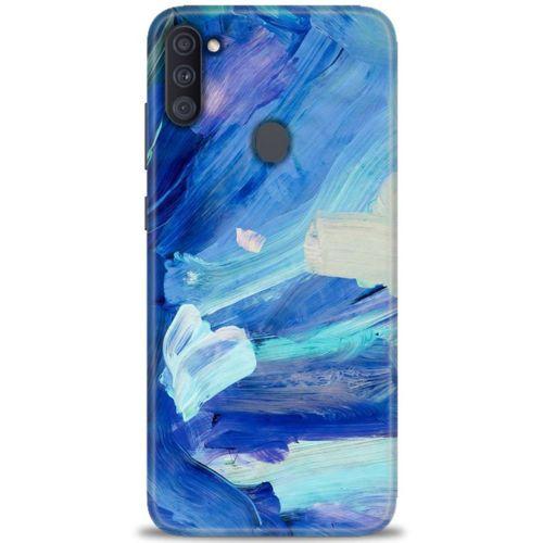 Samsung Galaxy M11 Kılıf HD Baskılı Kılıf - Mavi Beyaz + Tam Ekran Koruyucu