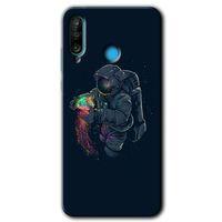 Huawei P30 Lite Kılıf Baskılı Kapak - Astronot Kıyafeti + 5D Tam Kaplayan Cam
