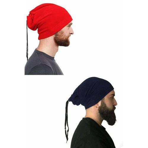 2 Adet Polar İpli Bere ve Boyunluk Kırmızı Lacivert