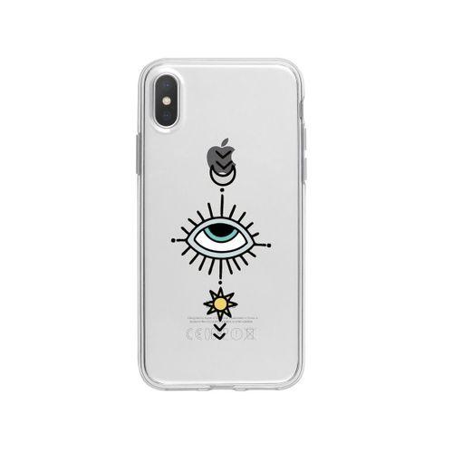 iPhone Xs Max Nazar Göz Desenli Premium Şeffaf Silikon Kılıf