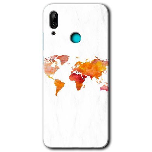 Huawei P smart 2019 HD Baskılı Kılıf + 9D Tam Ekran Koruyucu - Dünya Haritası