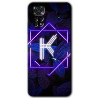 Redmi Note 11s 5G Global Kılıf HD Desen Baskılı Arka Kapak - Dark Neon Yaprak K Harfi