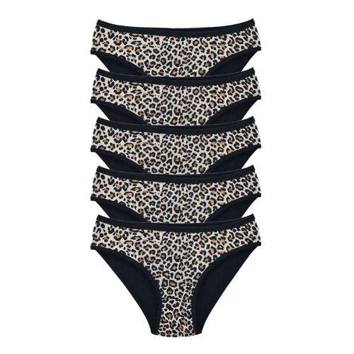 5 Adet Leopar Desenli Likralı Yumuşak Dokulu Kadın Slip Külot