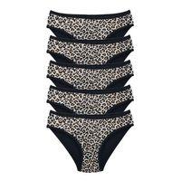 5 Adet Leopar Desenli Likralı Yumuşak Dokulu Kadın Slip Külot