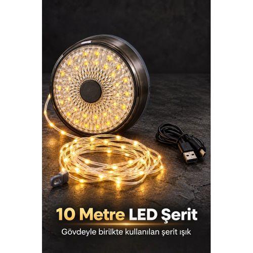 Led Kamp Lambası Dairesel Aydınlatma Yüzeyli Ve Şeritli