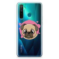 Oppo Realme 5 Pro Kılıf Mutsuz Pug Arka Kapak Koruma Desenli Full Koruyucu