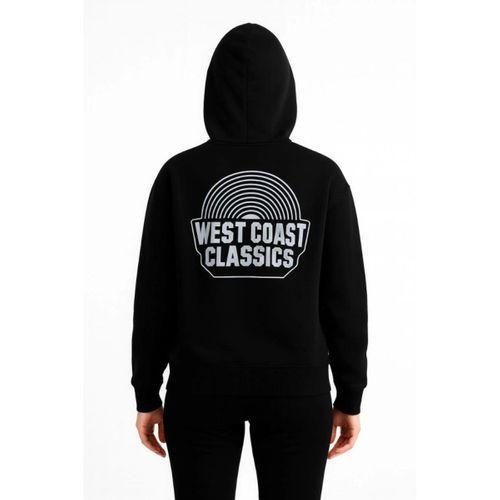 Üç İplik Kapüşonlu Ön Ve Arka Baskılı SweatShirt Hoodie - Siyah