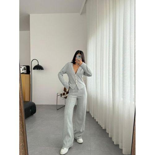 Selanik Kumaş Ön Düğmeli Ceket Çımalı PantolunTakım