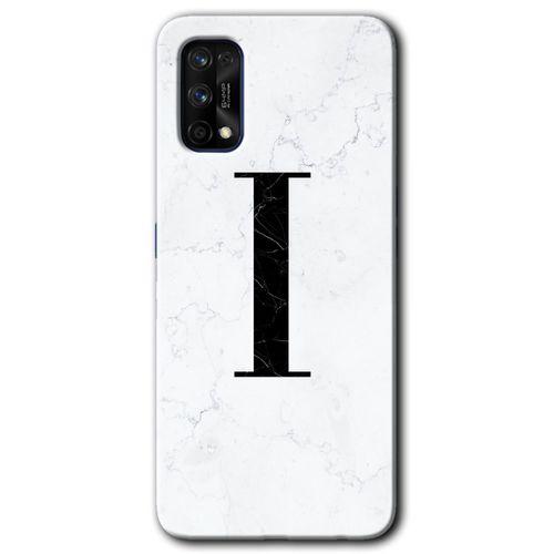 Realme 7 Pro Kılıf HD Desen Baskılı Arka Kapak - Beyaz Mermer Desenli I Harfi