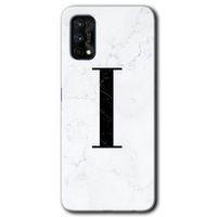 Realme 7 Pro Kılıf HD Desen Baskılı Arka Kapak - Beyaz Mermer Desenli I Harfi