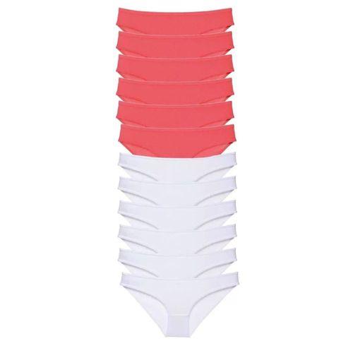 12 Adet Eko Set Likralı Kadın Slip Külot Fuşya Beyaz