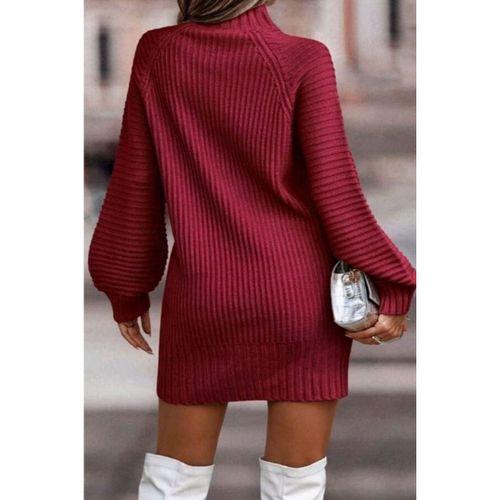 Kadın Uzun Kollu Balıkçı Yaka Mini Triko Elbise