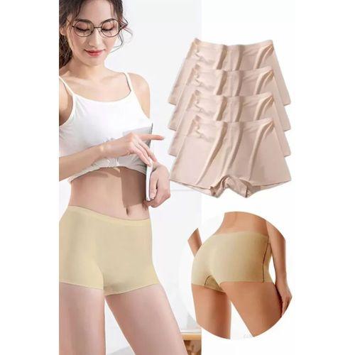 4 Adet Kadın Dikişsiz Görünmez İz Yapmaz Mini Şort Boxer Ten