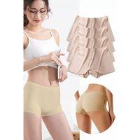 4 Adet Kadın Dikişsiz Görünmez İz Yapmaz Mini Şort Boxer Ten