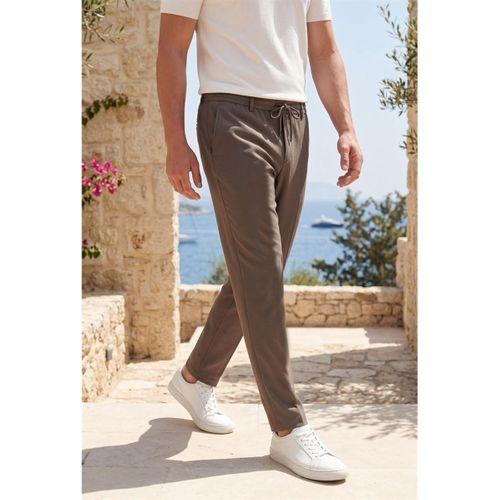 Partain Havuç Kesim Bezayağı Kumaş Boyfriend Kalıp Jogger Erkek Pantolon - Kahve