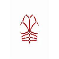 Kırmızı Göğüs Harness Deri Halka Detaylı Vücut Aksesuarı - Brf24