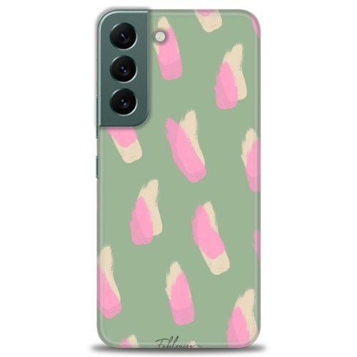 Samsung Galaxy S22 Kılıf HD Baskılı Kılıf - Pembe Krem + Tam Ekran Koruyucu